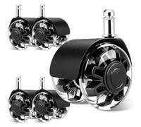 Set di 5 ruote per sedia da ufficio da 5 cm, rotolo liscio e silenzioso, resistenti ruote di ricambio per pavimenti in legno e moquette, ruote in poliuretano non lasciano segni, colore nero