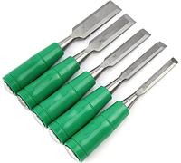 Set di 5 scalpelli per legno da 3/8", 1/2", 5/8", 3/4", 1" Scalpelli in acciaio Manico in PVC ad alto impatto per intagliare legno, carpenteria, scultura, incorniciatura, tornitura del legno, mobili,