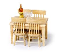 Set di 5 sedie da pranzo in legno fatte a mano, modello 1:12 per casa delle