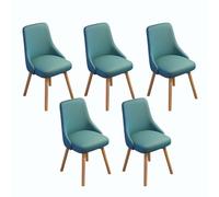 Set di 5 sedie da pranzo moderne di metà secolo in pelle ecologica in poliuretano, con robuste gambe in legno, eleganti mobili da cucina e soggiorno, soluzione comoda per la sala da pranzo