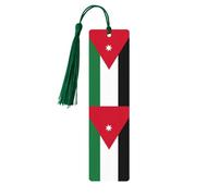 Set di 5 segnalibri artistici con bandiera della Giordania, da donna, con nappa, in legno, per studio