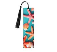 Set di 5 segnalibri con nappe a tema spiaggia oceanica, in legno, accessori per libri