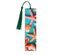 Set di 5 segnalibri con nappe a tema spiaggia oceanica, in legno, accessori per libri