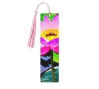 Set di 5 segnalibri con nappe e fiori di loto, in legno, accessori per libri