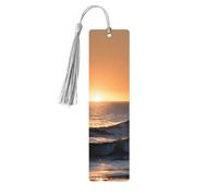 Set di 5 segnalibri con nappe e motivo "Last Sun Rays of Over The Sea Waves"