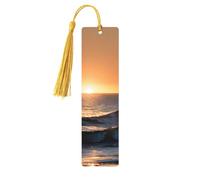 Set di 5 segnalibri con nappe e motivo "Last Sun Rays of Over The Sea Waves"
