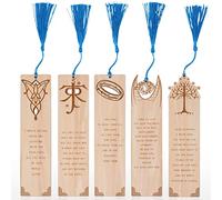 Set di 5 segnalibri LOTRS per uomini e donne, il Signore degli Anelli a tema Hobbit, con nappe di seta, segnalibri in legno per lettura (ideale come regalo)