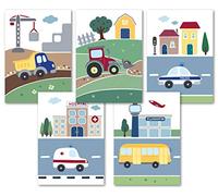 Set di 5 simpatici immagini per la cameretta dei bambini, immagini per bambini e poster per bambini, formato DIN A4, senza cornice, immagini per cameretta dei bambini (set da 5)
