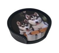 Set di 5 sottobicchieri a forma di cane dal design elegante, in pelle PU, per casa, ufficio e cucina, facili da pulire e resistenti al calore