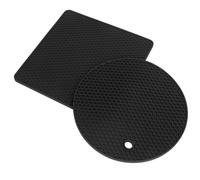 Set di 5 sottobicchieri in silicone nero a nido d'ape, versatili, resistenti al calore e antiscivolo
