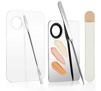 Set di 5 spatole da trucco coreane e palette con spatola Picasso in acciaio inox per trucco, tavolozza di trucco in acrilico, palette di miscelazione per trucco