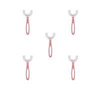 Set di 5 spazzole manuali per la pulizia dei denti dei bambini, a forma di U, colore rosa, 6-12 anni