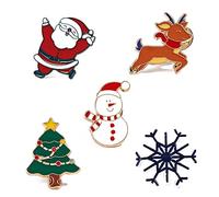 Set di 5 spille natalizie per donne e ragazze carine decorazioni per gioielli festivi spille fiocco di neve alce cervo Babbo Natale pupazzo di neve albero di Natale tema festa festa festa sciarpa maglione cappotto sciarpe scialle clip Buon Natale accessori per abiti, Metallo, nuovo