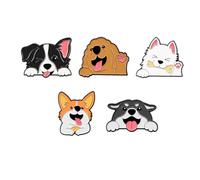 Set di 5 spille per cani dell'Alaska, Siberian Husky, Samoiedo, Golden Retriever, Corgi, spilla da bavero per donne, uomini, cani, gioielli, regalo per cappello, Metallo, Nessuna pietra preziosa