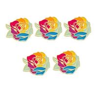 Set di 5 spille smaltate a forma di rosa in stile cartone animato, spille colorate in lega, design carino, 3,2 cm x 2,8 cm, vivaci spille floreali multicolore per giacche, borse e accessori