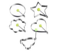 Set di 5 stampi da cucina in acciaio inox per uova e frittelle in diverse forme come cuore e stelline