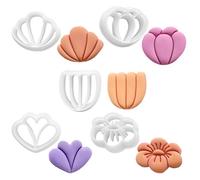 Set di 5 stampi di precisione per argilla, fiori e foglie per decorare gioielli e torte, stampa a tulipani e margherite