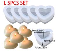 Set di 5 stampi in silicone a forma di cuore per candele, ideali per San. Stampa resina con colla a , a lume di candela. Fai da te, ideali come decorazioni per , il Ringraziamento, San .