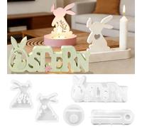 Set di 5 stampi in silicone per Pasqua e primavera, stampi fai da te per candelieri, decorazione coniglio pasquale in cemento, gesso, Raysin e resina (ostern)