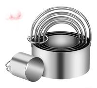 Set di 5 stampi rotondi in acciaio inox per torte, con manici, per realizzare torte a strati, mousse, pancake e ravioli salati