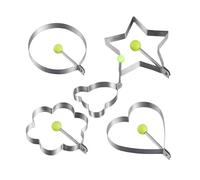 Set di 5 stampi stabili in acciaio inox per uova e pancake, forma unica, antiaderenti, per colazione, creatività, cottura