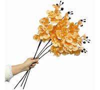 Set di 5 steli di orchidee artificiali da 68 cm, fiori in seta con steli, fiori artificiali a stelo lungo, orchidee finte piante per la decorazione della casa (arancione)