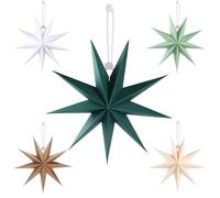 Set di 5 stelle di carta da 30 cm - Stelle pieghevoli beige e marroni, stelle a 9 punte verde scuro e bianche - Decorazione natalizia, matrimonio, compleanno, decorazione da tavolo