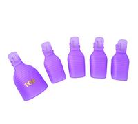 Set di 5 strumenti in plastica per rimuovere le unghie dei piedi, per nail art e nail art, con clip, per rimuovere lo smalto gel UV, colore viola