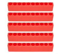 Set di 5 supporti per punte in plastica per punte per cacciavite con gambo esagonale da 1/4", 10 fori, per officina, garage, organizzazione di attrezzi, rosso