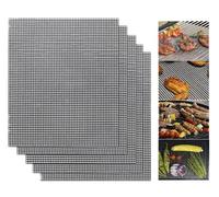 Set di 5 tappetini antiaderenti in rete, resistenti, riutilizzabili, funzionano su carbone, facili da pulire per grigliare, cucinare, 40 x 33 cm