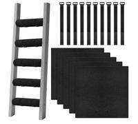 Set di 5 tappetini per scale in schiuma per gradini del letto a castello, proteggono le superfici e riducono il rumore, 10 ganci regolabili, cinghie ad anello, facili da pulire