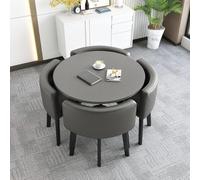 Set di 5 tavolini da pranzo con 4 sedie: quadrati, rotonde, da cucina, per soggiorno, camera, ufficio, camera da letto, design compatto, mobili alla moda, larghezza 70 cm