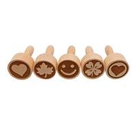 Set di 5 timbri per impasto. Timbri in legno, per bambini, per biscotti, biscotti, pasticceria, timbri per ceramiche, set di timbri in legno con motivi portafortuna, made in EU, dimensioni di un