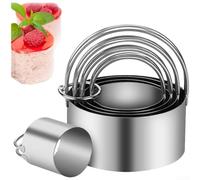 Set di 5 utensili da pasticceria rotondi in acciaio inox con manici, perfetti per cuocere torte e biscotti dalle forme uniformi e facili da pulire