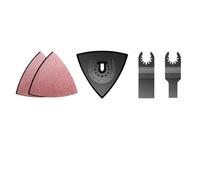 Set di 5 utensili oscillanti con seghe abrasive triangolari | Include 2 lame per sega, 2 cuscinetti abrasivi e piastra di montaggio per taglio e finitura versatili
