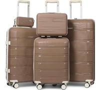 Set di 5 valigie rigide in ABS Joyway da 20, 24 e 28 pollici, dotate di ruote a 360° e lucchetto TSA, adatte come bagaglio a mano per viaggi, affari e vacanze, volume generoso Set Valigie 5 Pezzi in A