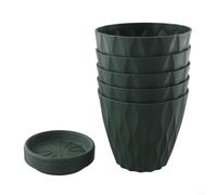 Set di 5 vasi da fiori con supporto, motivo ondulato, per balcone e giardino, pratico per tutti i tipi di piante (verde)