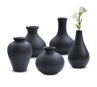 Set di 5 Vasi in Ceramica, Piccoli Vasi per Fiori, Opachi Deco Per l'erba Della Pampa, Vasi Moderni Boho Vasi di Fiori Decorazione Per la Casa Moderno (Nero)