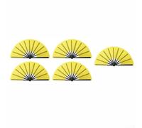 Set di 5 ventagli pieghevoli da 33 cm, per matrimoni, eventi all'aperto, pratica di danza e uso delle feste, leggeri e di costruzione (giallo)