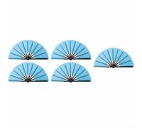 Set di 5 ventagli pieghevoli da 33 cm, per matrimoni, eventi all'aperto, pratica di danza e uso delle feste, leggeri e costruiti, colore: blu