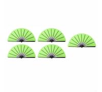 Set di 5 ventagli pieghevoli da 33 cm, per matrimoni, eventi all'aperto, pratica di danza e uso delle feste, leggeri e costruiti, colore: verde