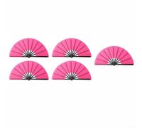 Set di 5 ventagli pieghevoli da 33 cm, per matrimoni, eventi all'aperto, pratica di danza e uso delle feste, leggero e costruzione (rosa)