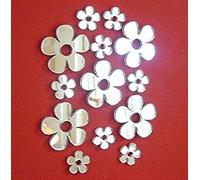 Set di 50 adesivi a specchio a forma di fiore, di diverse dimensioni, per cameretta dei bambini, decorazione per la casa, fai da te e album di ritagli