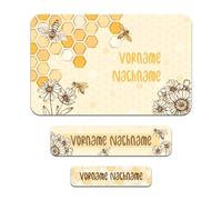 Set di 50 adesivi con nome personalizzato con etichette adesive per contrassegnare penne, quaderni con nome per bambini, scuola, asilo (42 api)