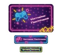 Set di 50 adesivi personalizzati con nome desiderato per segnare penne, quaderni con nome per bambini, scuola, asilo (40 game)