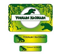 Set di 50 adesivi personalizzati con nome desiderato per segnare penne, quaderni con nome per bambini, scuola, asilo (01 dinosauri)