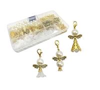 Set di 50 angeli custodi fai da te con perle portachiavi a forma di ali d'angelo, perline artigianali, accessori per gioielli fai da te, per matrimonio, battesimo, baby shower, Natale, compleanno