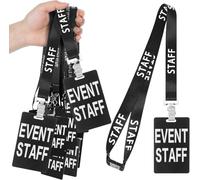 Set di 50 biglietti per lo staff degli eventi con cordini, porta carte d'identità per eventi, cordino con gancio girevole in metallo, per backstage, concerti, feste, compleanni, giochi, porta badge