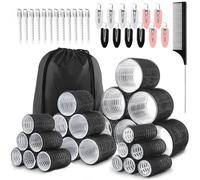 Set di 50 bigodini in per capelli, in nylon ecologico, 4 misure per vari ricci, perfetti per acconciature e volumi, 60, 45, 36, 25 mm, 24 pezzi e 24 clip per arricciare