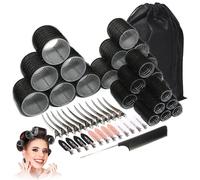 Set di 50 bigodini per capelli, 4 misure (60/48/36/25 mm) con clip, bigodini Luoqun88 per parrucchieri fai da te, bigodini grandi, medi e piccoli per tutti i tipi di capelli, borsa da viaggio